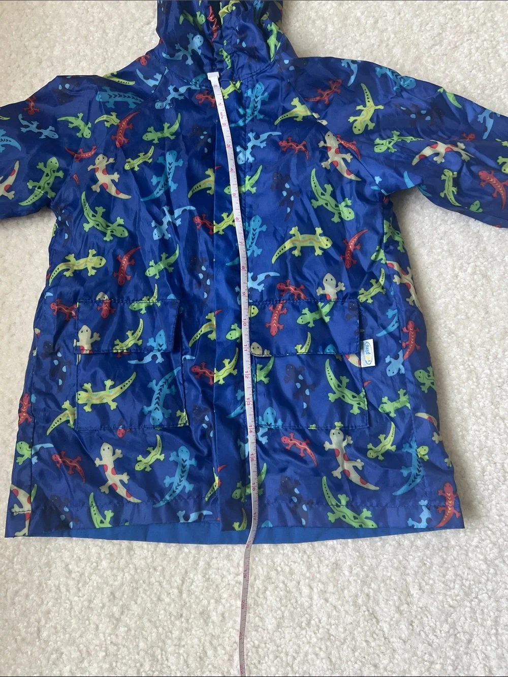 Navy Blue Lizard-Print Hooded Kids Raincoat